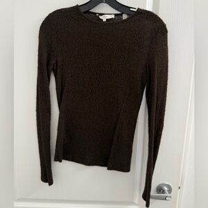 Vince Jacquard Lace Crew Neck Long Sleeve Fitted Shirt Wool Blend